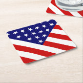 米国国旗のコート スクエアペーパーコースター (アングル)