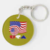 米国国旗のサッカーボール黄金の背景 キーホルダー (裏面)