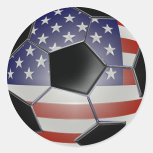 米国国旗のサッカーボール ラウンドシール