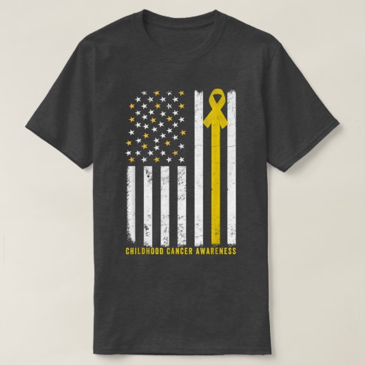 米国国旗のサポート分隊の小児癌に気付く Tシャツ (デザイン正面)