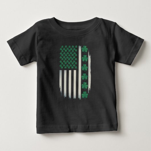 米国国旗のシャムロックSt patricks day・アメリカ ベビーTシャツ (正面)