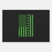 米国国旗のシャムロックSt patricks day ラッピングペーパーシート (正面)