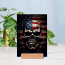 米国国旗のスカルプリントとスタンド