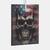 米国国旗のスカル ガラスオーナメント (正面右)