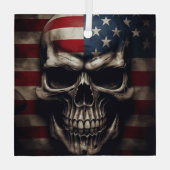 米国国旗のスカル ガラスオーナメント (裏面)