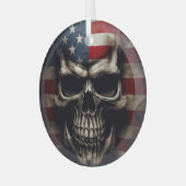 米国国旗のスカル ガラスオーナメント (正面左)