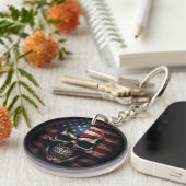 米国国旗のスカル キーホルダー (正面右)