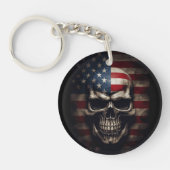 米国国旗のスカル キーホルダー (正面)