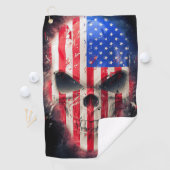 米国国旗のスカル ゴルフタオル (インサイチュ)