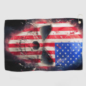 米国国旗のスカル ゴルフタオル (横)
