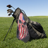 米国国旗のスカル ゴルフタオル (グリーン)