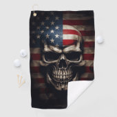 米国国旗のスカル ゴルフタオル (インサイチュ)