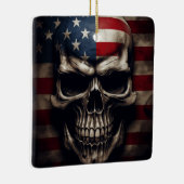 米国国旗のスカル セラミックオーナメント (右)