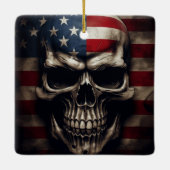 米国国旗のスカル セラミックオーナメント (裏面)
