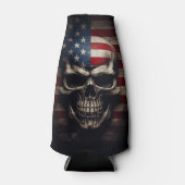 米国国旗のスカル ボトルクーラー (正面)