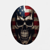 米国国旗のスカル メタルオーナメント (正面左)