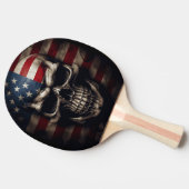 米国国旗のスカル 卓球ラケット (横)