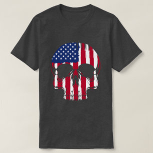 米国国旗のスカル Tシャツ