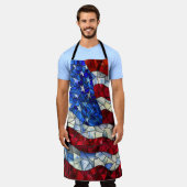 米国国旗のステンドグラスのエプロン エプロン (着用した状態)