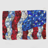 米国国旗のステンドグラスのゴルフタオル ゴルフタオル (横)