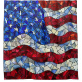 米国国旗のステンドグラスのシャワーカーテン シャワーカーテン (正面)
