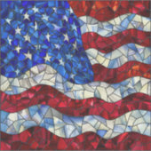 米国国旗のステンドグラスのビニールシール シール (正面)
