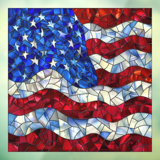 米国国旗のステンドグラスの窓が貼り付く ウィンドウサイン (シート3)