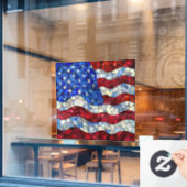 米国国旗のステンドグラスの窓が貼り付く ウィンドウサイン (カフェ窓)
