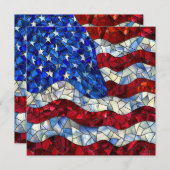 米国国旗のステンドグラスグリーティングカード (正面/裏面)