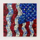 米国国旗のステンドグラスパズル ジグソーパズル (横)