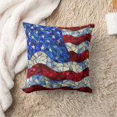 米国国旗のステンドグラス装飾用クッション クッション (ブランケット)
