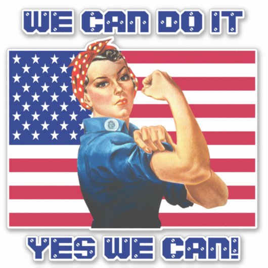 米国国旗のスローガンでリベッターをやる気を起こさせる見る シール (正面)