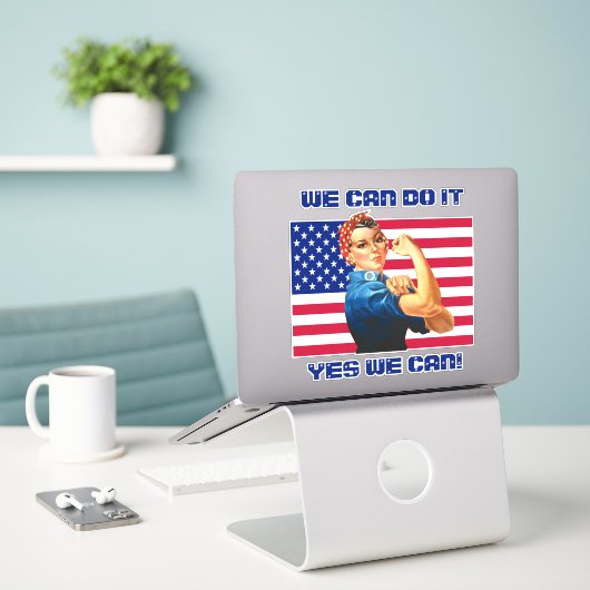 米国国旗のスローガンでリベッターをやる気を起こさせる見る シール (デスク上のノートパソコン)