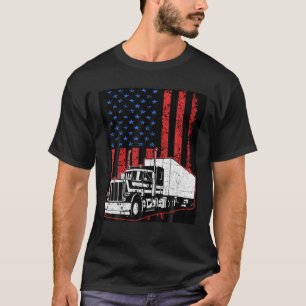 米国国旗のセミトラック運転手18ホイーラー・トリュック Tシャツ