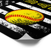 米国国旗のソフトボールチームのおもしろいヴィンテージ ポスター (角)