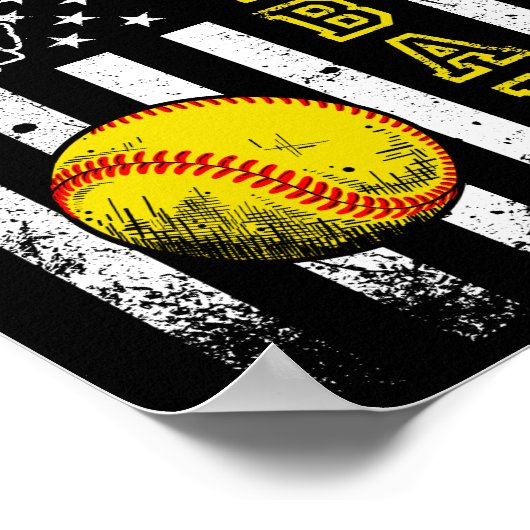 米国国旗のソフトボールチームのおもしろいヴィンテージ ポスター (角)