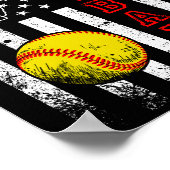 米国国旗のソフトボールチームのおもしろいヴィンテージ ポスター (角)