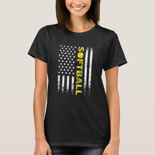 米国国旗のソフトボールチーム Tシャツ (正面)