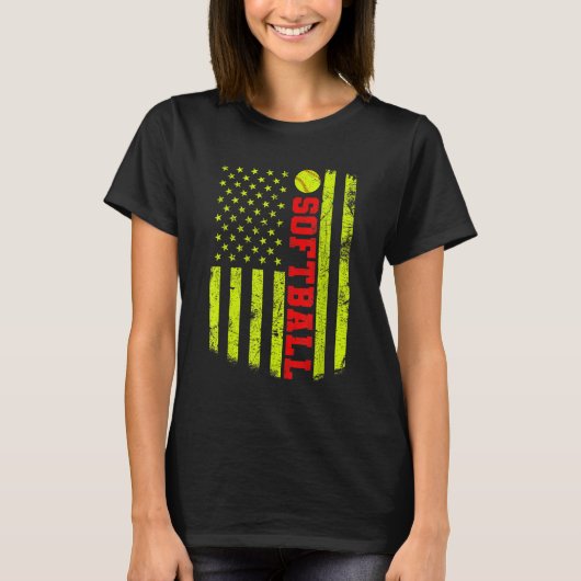 米国国旗のソフトボール Tシャツ (正面)