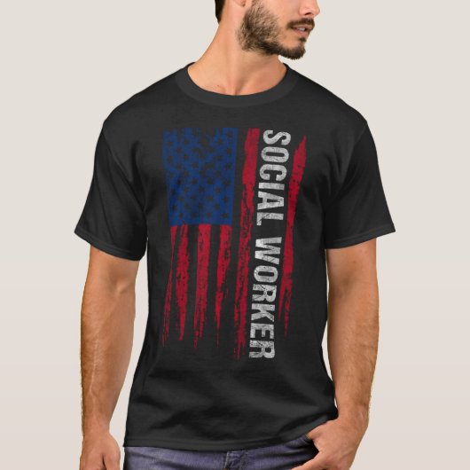 米国国旗のソーシャルワーカー Tシャツ (正面)