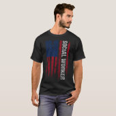 米国国旗のソーシャルワーカー Tシャツ (正面フル)