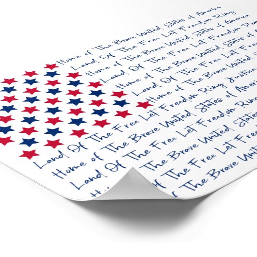 米国国旗のタイポグラフィ赤白青 ポスター (角)