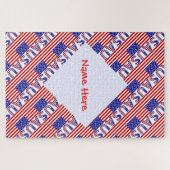 米国国旗のタイル色パーソナライズされた赤 ジグソーパズル (横)