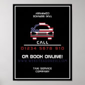 米国国旗のタクシーのキャブ広告ロゴ ポスター (正面)