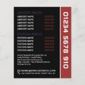 米国国旗のタクシータクシータクシーのロゴと価格表 チラシ (裏面)