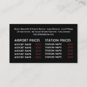 米国国旗のタクシーCabロゴ、価格表 名刺 (裏面)