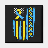 米国国旗のダウン症候群認識度男性へ女性kid マグネット (正面)