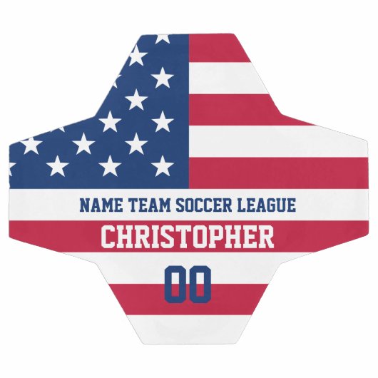 米国国旗のテーマのプレイヤー名と番号 サッカーボール (フラット)