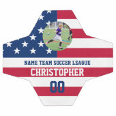 米国国旗のテーマプレイヤーの写真とプレイヤー名と番号 サッカーボール (フラット)
