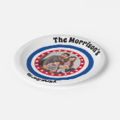 米国国旗のテーマ家族の写真名：赤と青 ペーパープレート (アングル)